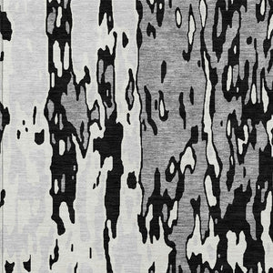 Homeroots 3' X 5' Elegant Abstract Washable Area Rug For Indoor And Outdoor Spaces - Durable & Stylish Design Black Polyester 613326