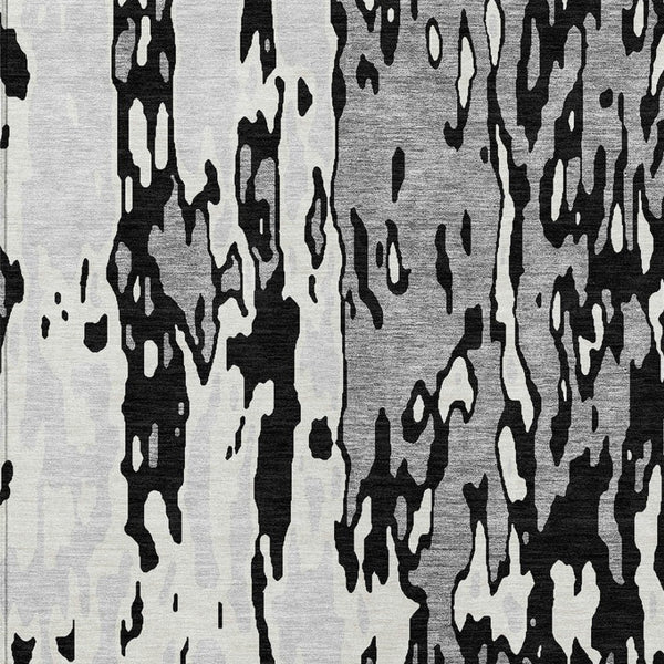 Homeroots 3' X 5' Elegant Abstract Washable Area Rug For Indoor And Outdoor Spaces - Durable & Stylish Design Black Polyester 613326