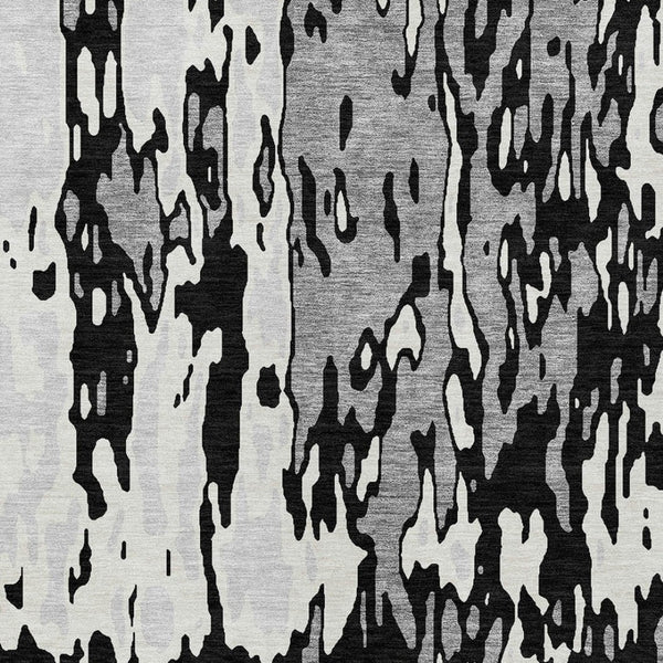 Homeroots 3' X 5' Elegant Abstract Washable Area Rug For Indoor And Outdoor Spaces - Durable & Stylish Design Black Polyester 613327