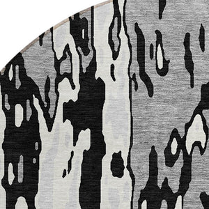 Homeroots 3' X 5' Elegant Abstract Washable Area Rug For Indoor And Outdoor Spaces - Durable & Stylish Design Black Polyester 613328