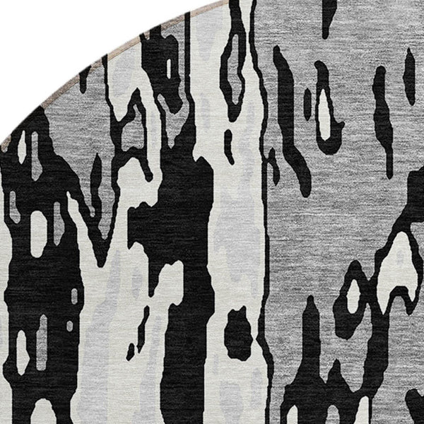 Homeroots 3' X 5' Elegant Abstract Washable Area Rug For Indoor And Outdoor Spaces - Durable & Stylish Design Black Polyester 613328