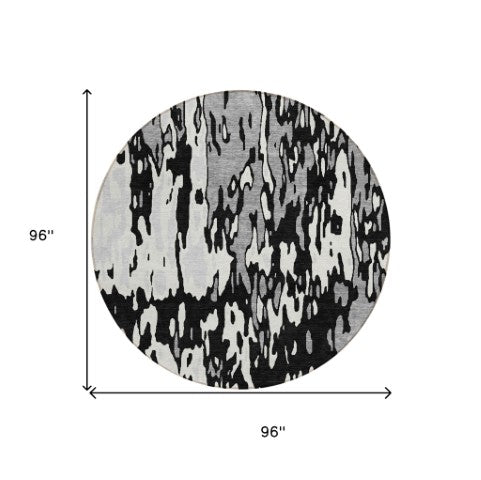 Homeroots 3' X 5' Elegant Abstract Washable Area Rug For Indoor And Outdoor Spaces - Durable & Stylish Design Black Polyester 613328