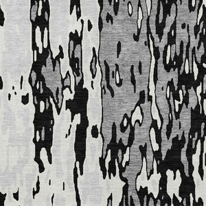 Homeroots 3' X 5' Elegant Abstract Washable Area Rug For Indoor And Outdoor Spaces - Durable & Stylish Design Black Polyester 613329