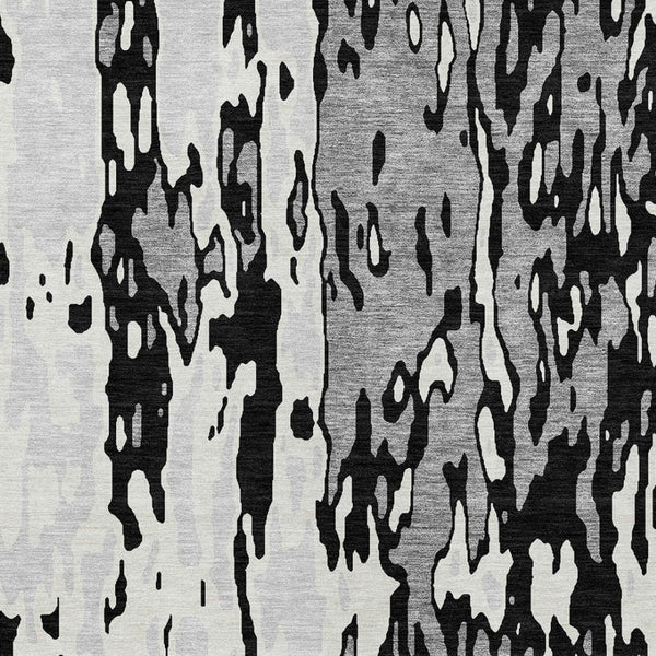 Homeroots 3' X 5' Elegant Abstract Washable Area Rug For Indoor And Outdoor Spaces - Durable & Stylish Design Black Polyester 613329