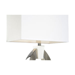 Wildwood Chatham Polished Nickel Lamp With Crystal White Marble Accent And Off-White Linen Shade, 28" High Elegant Ambient Light 61333