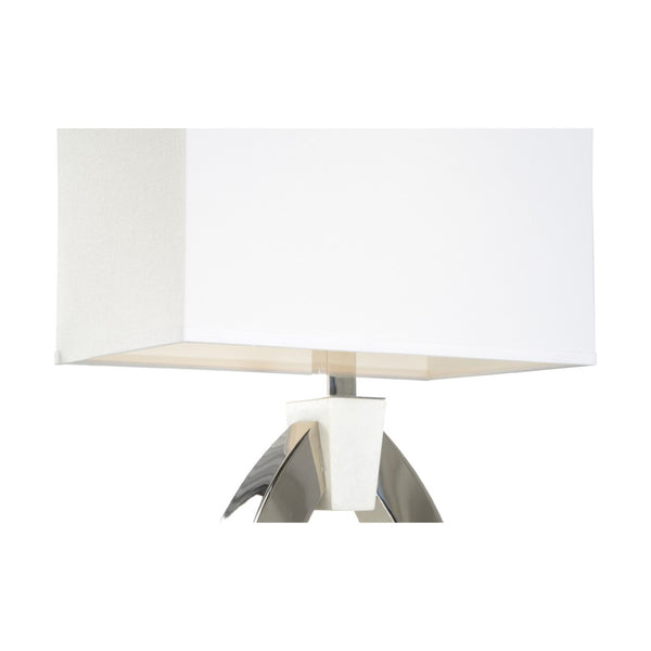 Wildwood Chatham Polished Nickel Lamp With Crystal White Marble Accent And Off-White Linen Shade, 28" High Elegant Ambient Light 61333