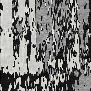 Homeroots 3' X 5' Elegant Abstract Washable Area Rug For Indoor And Outdoor Spaces - Durable & Stylish Design Black Polyester 613330