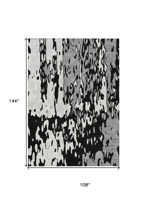Homeroots 3' X 5' Elegant Abstract Washable Area Rug For Indoor And Outdoor Spaces - Durable & Stylish Design Black Polyester 613330