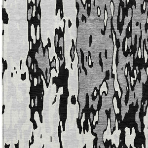 Homeroots 3' X 5' Elegant Abstract Washable Area Rug For Indoor And Outdoor Spaces - Durable & Stylish Design Black Polyester 613330