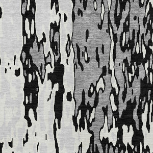 Homeroots 3' X 5' Elegant Abstract Washable Area Rug For Indoor And Outdoor Spaces - Durable & Stylish Design Black Polyester 613331