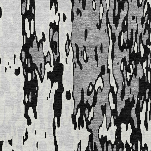 Homeroots 3' X 5' Elegant Abstract Washable Area Rug For Indoor And Outdoor Spaces - Durable & Stylish Design Black Polyester 613331