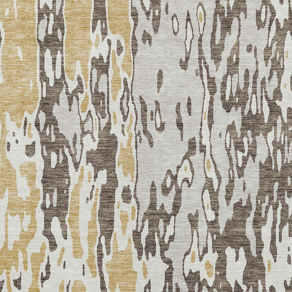 Homeroots 3' X 5' Elegant Abstract Washable Area Rug For Indoor And Outdoor Spaces - Durable & Stylish Design Brown Polyester 613332