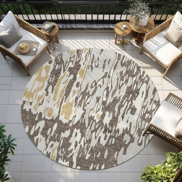 Homeroots 3' X 5' Elegant Abstract Washable Area Rug For Indoor And Outdoor Spaces - Durable & Stylish Design Brown Polyester 613334