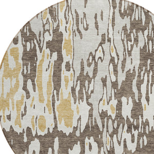 Homeroots 3' X 5' Elegant Abstract Washable Area Rug For Indoor And Outdoor Spaces - Durable & Stylish Design Brown Polyester 613334