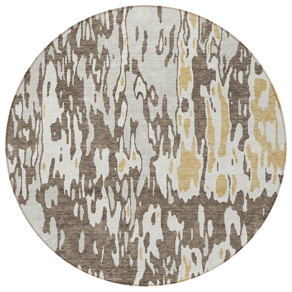Homeroots 3' X 5' Elegant Abstract Washable Area Rug For Indoor And Outdoor Spaces - Durable & Stylish Design Brown Polyester 613334