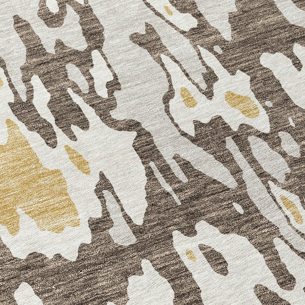 Homeroots 3' X 5' Elegant Abstract Washable Area Rug For Indoor And Outdoor Spaces - Durable & Stylish Design Brown Polyester 613334