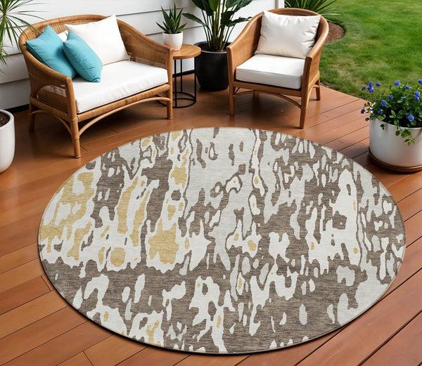 Homeroots 3' X 5' Elegant Abstract Washable Area Rug For Indoor And Outdoor Spaces - Durable & Stylish Design Brown Polyester 613334