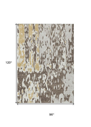 Homeroots 3' X 5' Elegant Abstract Washable Area Rug For Indoor And Outdoor Spaces - Durable & Stylish Design Brown Polyester 613335