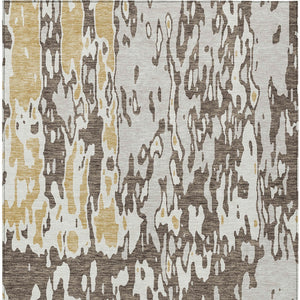 Homeroots 3' X 5' Elegant Abstract Washable Area Rug For Indoor And Outdoor Spaces - Durable & Stylish Design Brown Polyester 613335