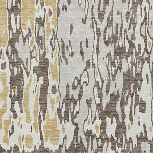 Homeroots 3' X 5' Elegant Abstract Washable Area Rug For Indoor And Outdoor Spaces - Durable & Stylish Design Brown Polyester 613336