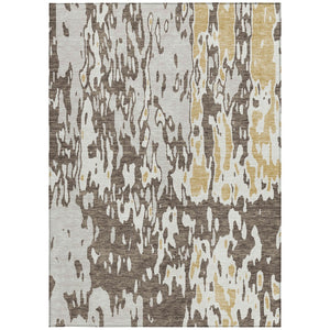 Homeroots 3' X 5' Elegant Abstract Washable Area Rug For Indoor And Outdoor Spaces - Durable & Stylish Design Brown Polyester 613336