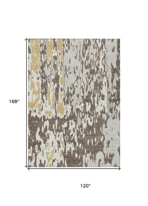 Homeroots 3' X 5' Elegant Abstract Washable Area Rug For Indoor And Outdoor Spaces - Durable & Stylish Design Brown Polyester 613337
