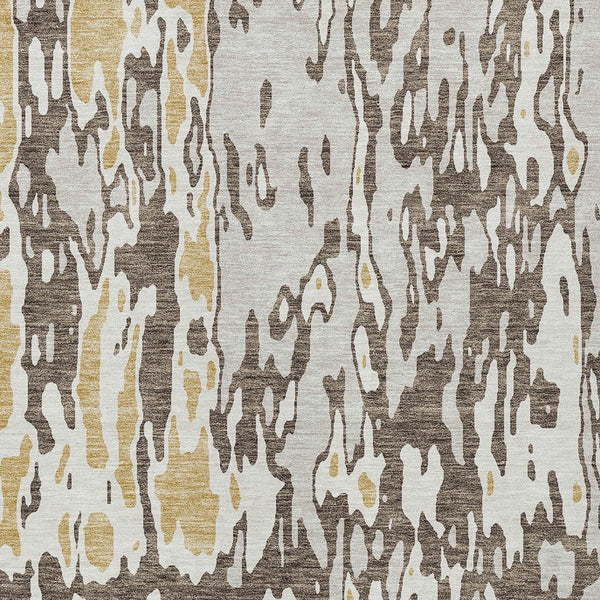 Homeroots 3' X 5' Elegant Abstract Washable Area Rug For Indoor And Outdoor Spaces - Durable & Stylish Design Brown Polyester 613337