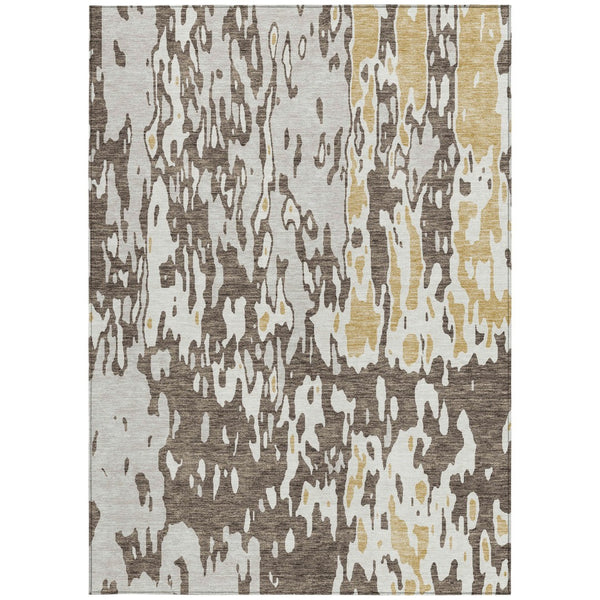Homeroots 3' X 5' Elegant Abstract Washable Area Rug For Indoor And Outdoor Spaces - Durable & Stylish Design Brown Polyester 613337