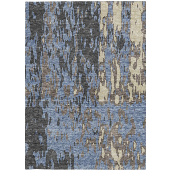 Homeroots 3' X 5' Elegant Abstract Washable Area Rug For Indoor And Outdoor Spaces - Durable & Stylish Design Denim Blue Polyester 613338