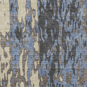 Homeroots 3' X 5' Elegant Abstract Washable Area Rug For Indoor And Outdoor Spaces - Durable & Stylish Design Denim Blue Polyester 613339