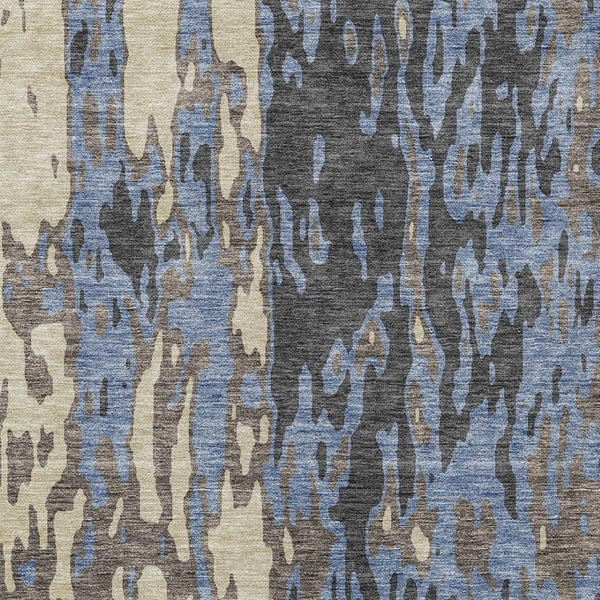 Homeroots 3' X 5' Elegant Abstract Washable Area Rug For Indoor And Outdoor Spaces - Durable & Stylish Design Denim Blue Polyester 613339