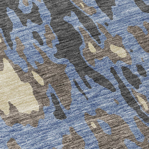 Homeroots 3' X 5' Elegant Abstract Washable Area Rug For Indoor And Outdoor Spaces - Durable & Stylish Design Denim Blue Polyester 613339