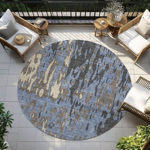 Homeroots 3' X 5' Elegant Abstract Washable Area Rug For Indoor And Outdoor Spaces - Durable & Stylish Design Denim Blue Polyester 613340
