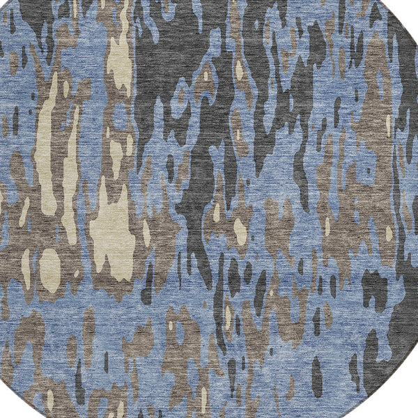 Homeroots 3' X 5' Elegant Abstract Washable Area Rug For Indoor And Outdoor Spaces - Durable & Stylish Design Denim Blue Polyester 613340