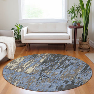 Homeroots 3' X 5' Elegant Abstract Washable Area Rug For Indoor And Outdoor Spaces - Durable & Stylish Design Denim Blue Polyester 613340