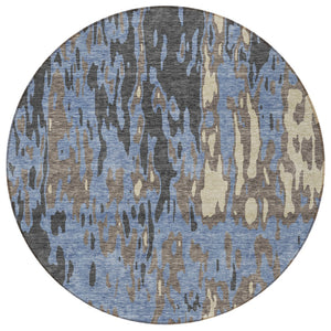 Homeroots 3' X 5' Elegant Abstract Washable Area Rug For Indoor And Outdoor Spaces - Durable & Stylish Design Denim Blue Polyester 613340