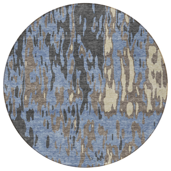 Homeroots 3' X 5' Elegant Abstract Washable Area Rug For Indoor And Outdoor Spaces - Durable & Stylish Design Denim Blue Polyester 613340