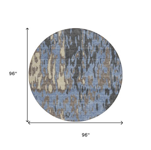 Homeroots 3' X 5' Elegant Abstract Washable Area Rug For Indoor And Outdoor Spaces - Durable & Stylish Design Denim Blue Polyester 613340