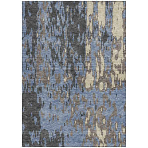 Homeroots 3' X 5' Elegant Abstract Washable Area Rug For Indoor And Outdoor Spaces - Durable & Stylish Design Denim Blue Polyester 613341