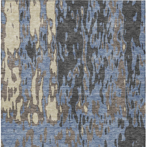 Homeroots 3' X 5' Elegant Abstract Washable Area Rug For Indoor And Outdoor Spaces - Durable & Stylish Design Denim Blue Polyester 613341