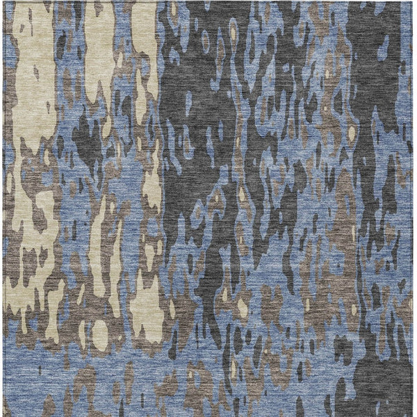 Homeroots 3' X 5' Elegant Abstract Washable Area Rug For Indoor And Outdoor Spaces - Durable & Stylish Design Denim Blue Polyester 613341