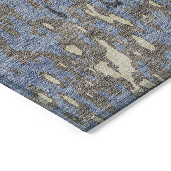 Homeroots 3' X 5' Elegant Abstract Washable Area Rug For Indoor And Outdoor Spaces - Durable & Stylish Design Denim Blue Polyester 613342