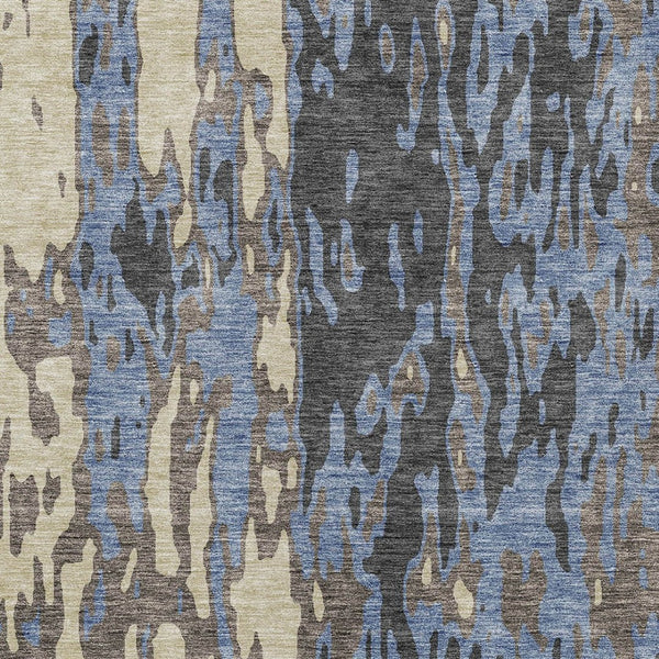 Homeroots 3' X 5' Elegant Abstract Washable Area Rug For Indoor And Outdoor Spaces - Durable & Stylish Design Denim Blue Polyester 613342