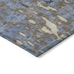 Homeroots 3' X 5' Elegant Abstract Washable Area Rug For Indoor And Outdoor Spaces - Durable & Stylish Design Denim Blue Polyester 613343