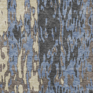Homeroots 3' X 5' Elegant Abstract Washable Area Rug For Indoor And Outdoor Spaces - Durable & Stylish Design Denim Blue Polyester 613343
