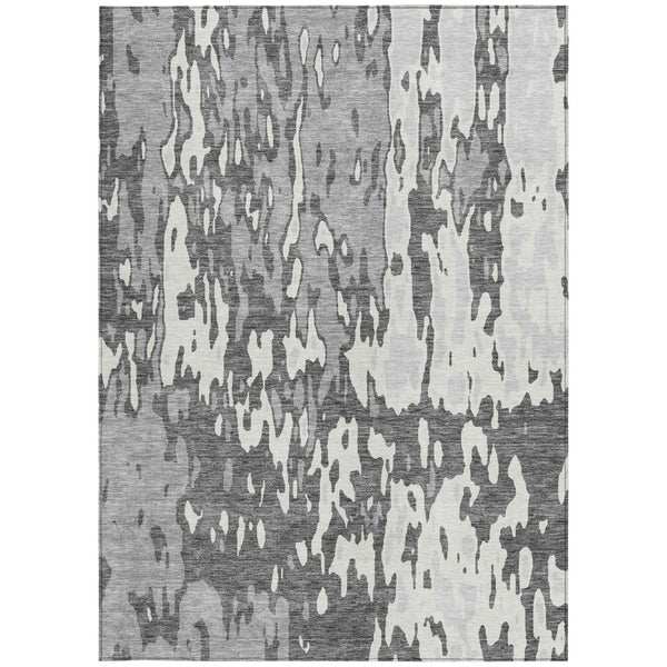Homeroots 3' X 5' Elegant Abstract Washable Area Rug For Indoor And Outdoor Spaces - Durable & Stylish Design Gray Polyester 613344