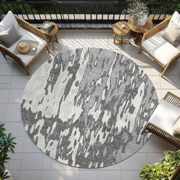 Homeroots 3' X 5' Elegant Abstract Washable Area Rug For Indoor And Outdoor Spaces - Durable & Stylish Design Gray Polyester 613346