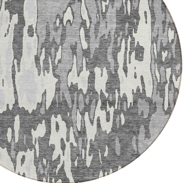 Homeroots 3' X 5' Elegant Abstract Washable Area Rug For Indoor And Outdoor Spaces - Durable & Stylish Design Gray Polyester 613346