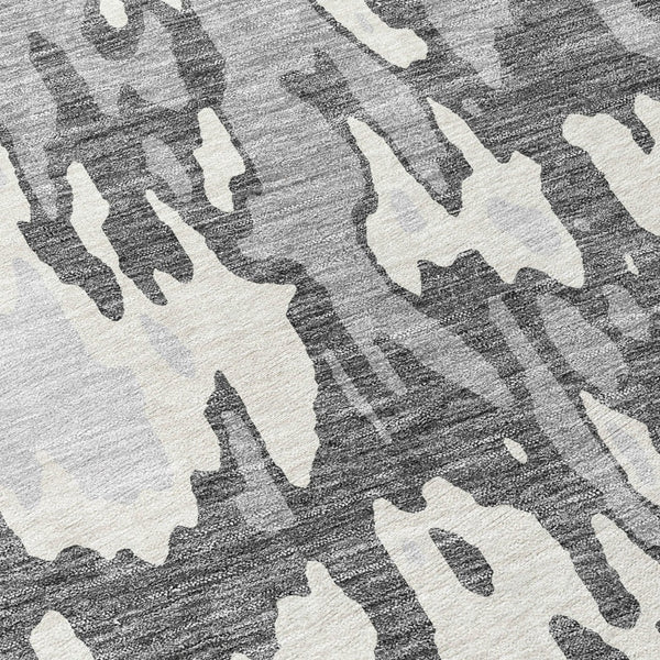 Homeroots 3' X 5' Elegant Abstract Washable Area Rug For Indoor And Outdoor Spaces - Durable & Stylish Design Gray Polyester 613346