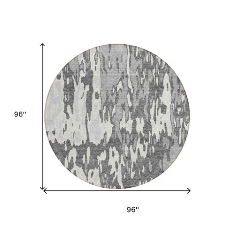 Homeroots 3' X 5' Elegant Abstract Washable Area Rug For Indoor And Outdoor Spaces - Durable & Stylish Design Gray Polyester 613346